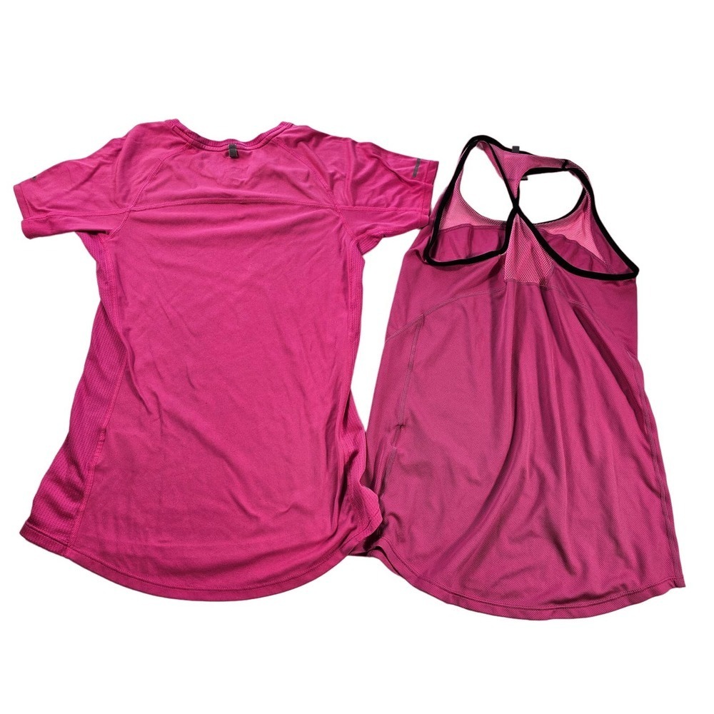 Lot of 2 XS hot pink activewear tops running workout # - Picture 2 of 5